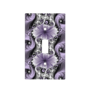 Lilac Illusion Abstract Floral Fractal Art Fantasy Light Switch Cover