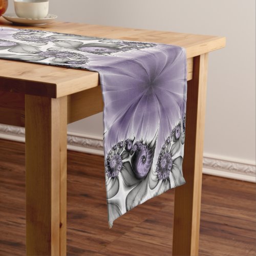 Lilac Illusion Abstract Floral Fractal Art Fantasy Long Table Runner