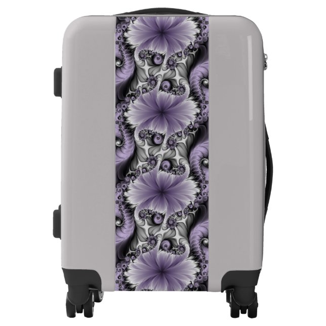 Lilac Illusion Abstract Floral Fractal Art Fantasy Luggage (Front)