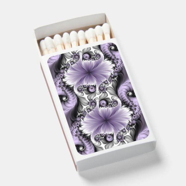 Lilac Illusion Abstract Floral Fractal Art Fantasy Matchboxes (Front Open)