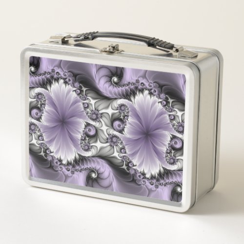 Lilac Illusion Abstract Floral Fractal Art Fantasy Metal Lunch Box