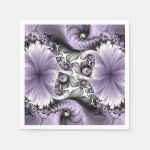 Lilac Illusion Abstract Floral Fractal Art Fantasy Napkins