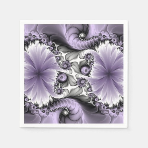 Lilac Illusion Abstract Floral Fractal Art Fantasy Napkins