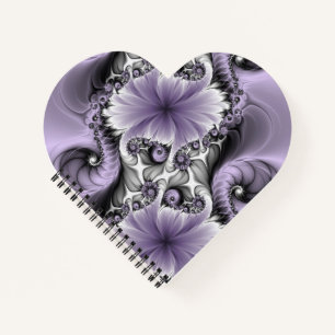 Lilac Illusion Abstract Floral Fractal Art Fantasy Notebook