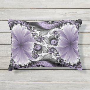 Lilac Illusion Abstract Floral Fractal Art Fantasy Outdoor Pillow