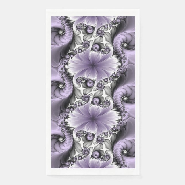 Lilac Illusion Abstract Floral Fractal Art Fantasy Paper Guest Towels (Front)