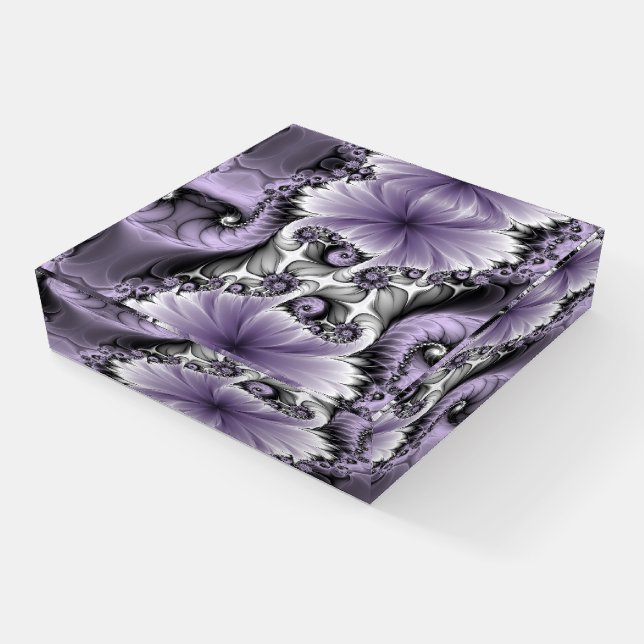 Lilac Illusion Abstract Floral Fractal Art Fantasy Paperweight (Angled)