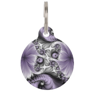 Lilac Illusion Abstract Floral Fractal Art Fantasy Pet ID Tag