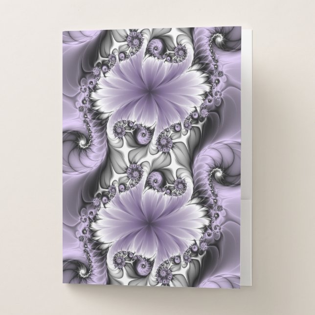 Lilac Illusion Abstract Floral Fractal Art Fantasy Pocket Folder (Front)