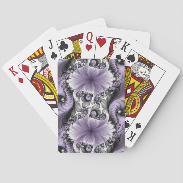 Lilac Illusion Abstract Floral Fractal Art Fantasy Poker Cards (Back)