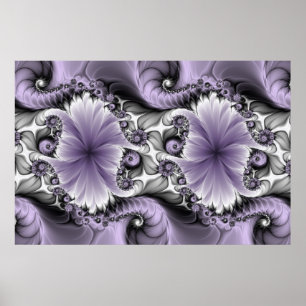 Lilac Illusion Abstract Floral Fractal Art Fantasy Poster