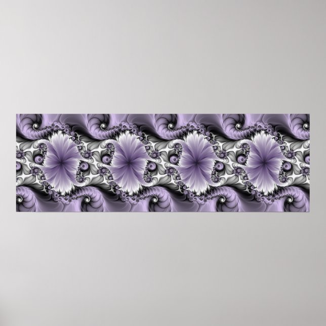 Lilac Illusion Abstract Floral Fractal Art Fantasy Poster (Front)