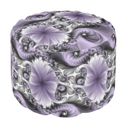 Lilac Illusion Abstract Floral Fractal Art Fantasy Pouf