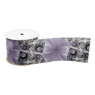 Lilac Illusion Abstract Floral Fractal Art Fantasy Satin Ribbon