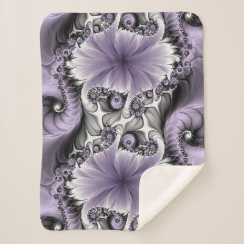 Lilac Illusion Abstract Floral Fractal Art Fantasy Sherpa Blanket