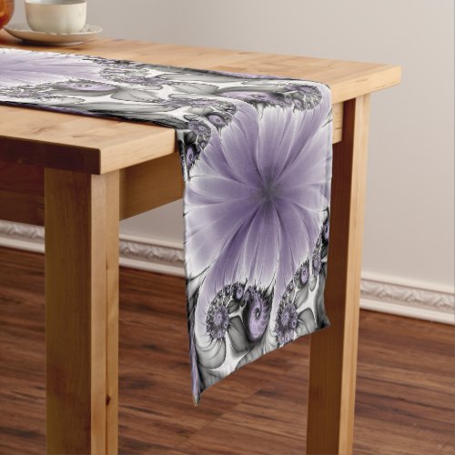 Lilac Illusion Abstract Floral Fractal Art Fantasy Short Table Runner