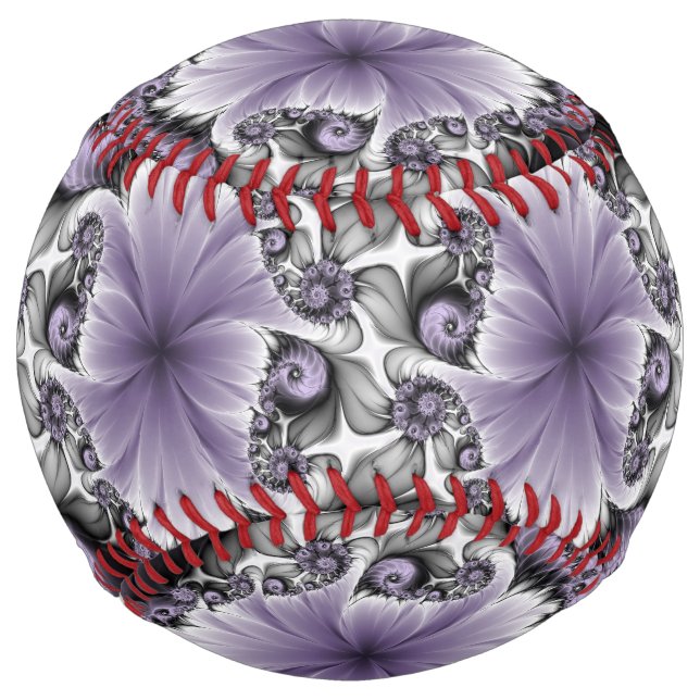 Lilac Illusion Abstract Floral Fractal Art Fantasy Softball (Front)