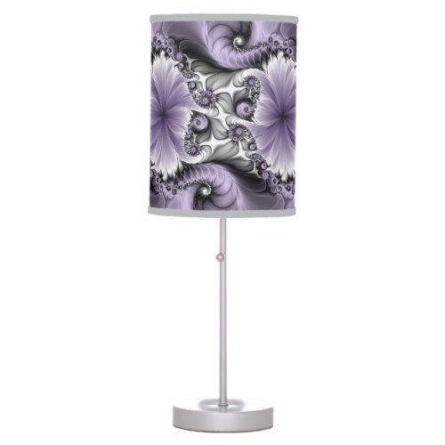 Lilac Illusion Abstract Floral Fractal Art Fantasy Table Lamp