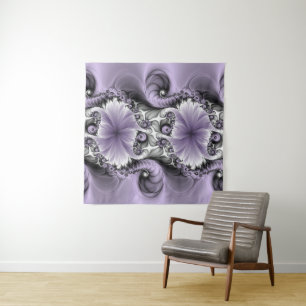 Lilac Illusion Abstract Floral Fractal Art Fantasy Tapestry