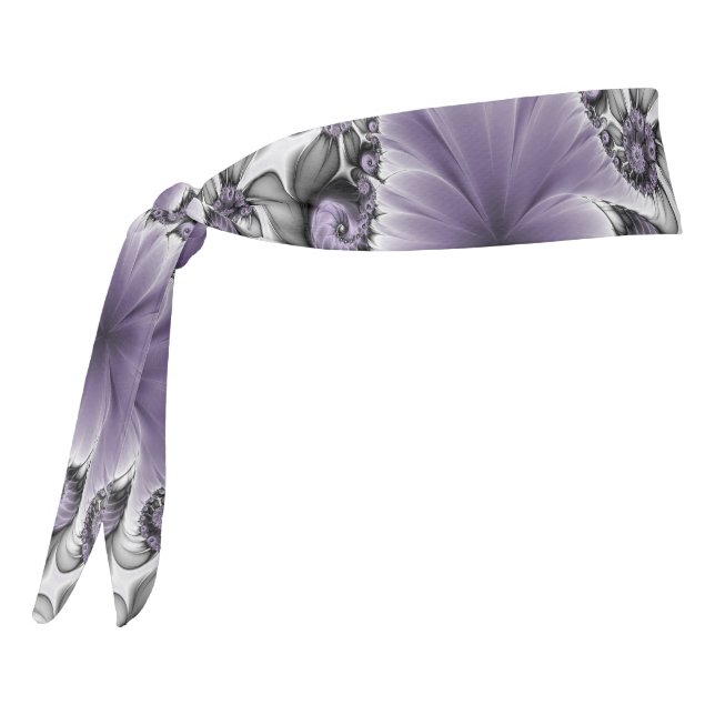 Lilac Illusion Abstract Floral Fractal Art Fantasy Tie Headband (Rotate 270)