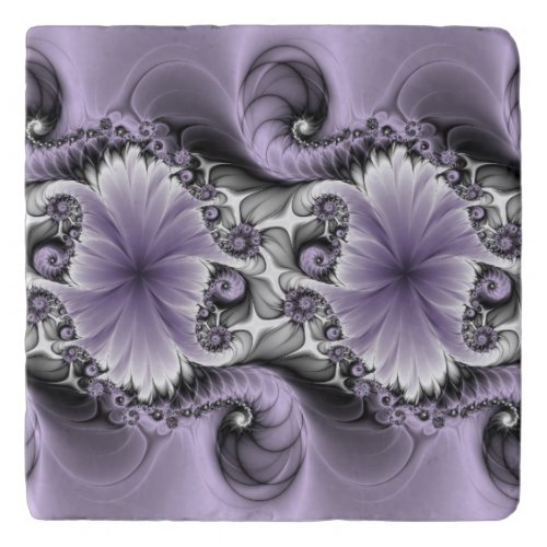 Lilac Illusion Abstract Floral Fractal Art Fantasy Trivet