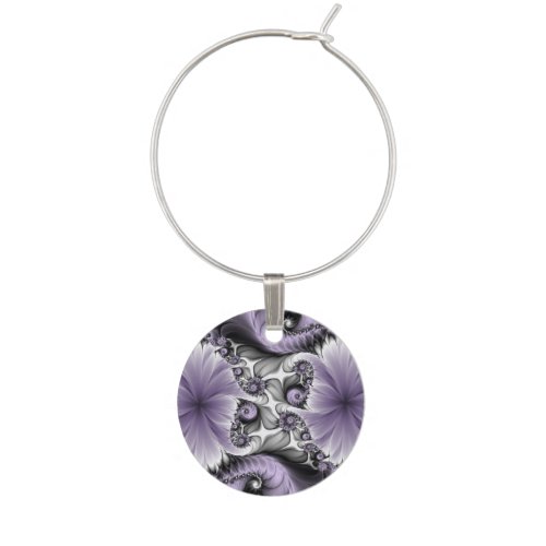 Lilac Illusion Abstract Floral Fractal Art Fantasy Wine Charm