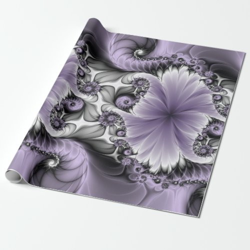 Lilac Illusion Abstract Floral Fractal Art Fantasy Wrapping Paper