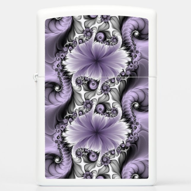 Lilac Illusion Abstract Floral Fractal Art Fantasy Zippo Lighter (Front)