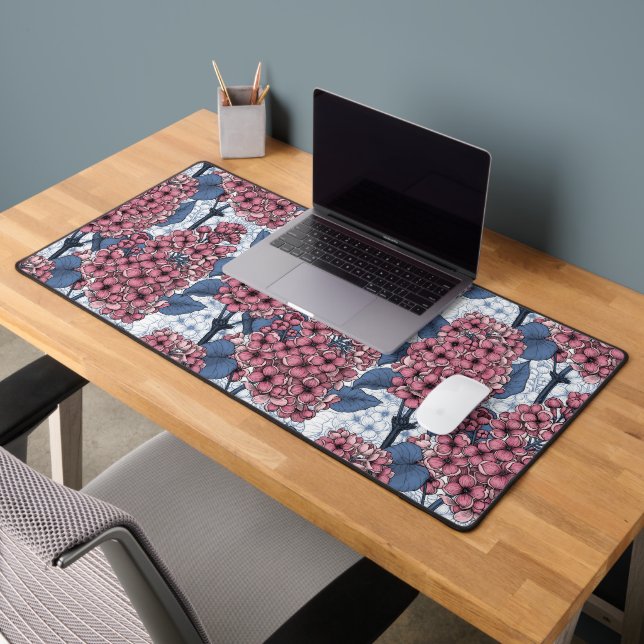 Lilac in pink and blue desk mat (Office 2)
