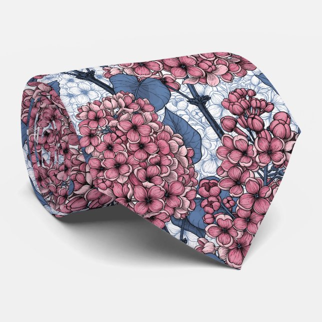 Lilac in pink and blue neck tie (Rolled)