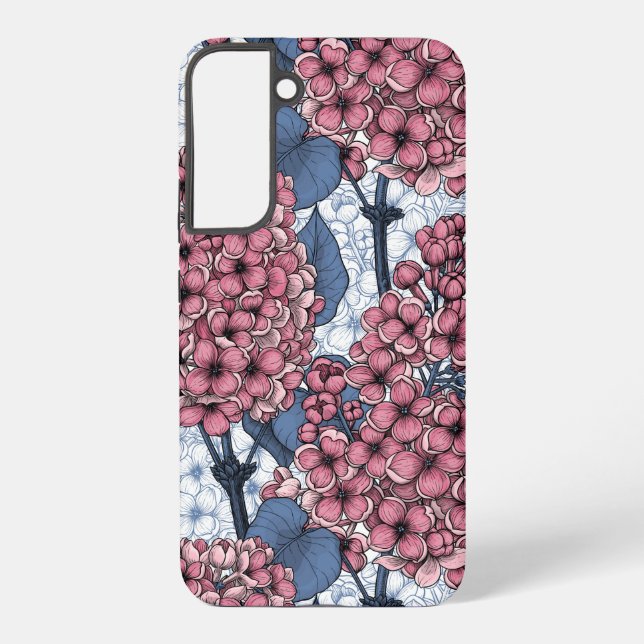 Lilac in pink and blue samsung galaxy case (Back)