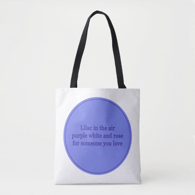 Lilac in the Air text poems Mother's Day tote (Front)