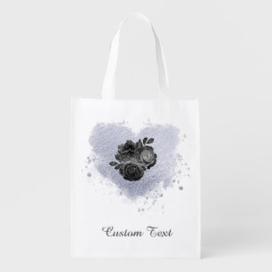 *~* Lilac Iridescent Heart Flower Text Personalize Grocery Bag