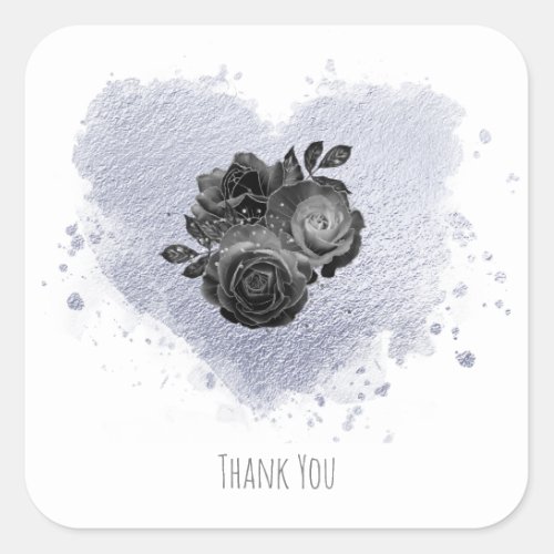  Lilac Iridescent Heart Flowers White Classic Square Sticker
