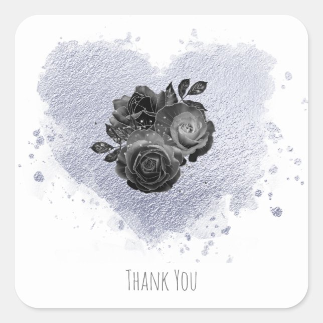 *~* Lilac Iridescent Heart Flowers White Classic Square Sticker (Front)