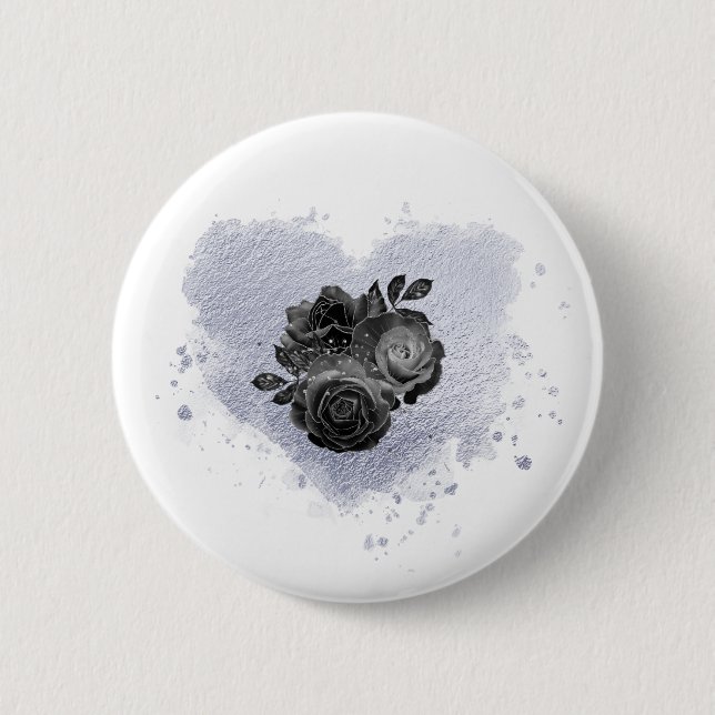 *~* Lilac Iridescent Heart Flowers Women WHITE Button (Front)