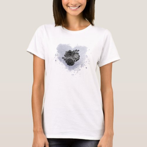  Lilac Iridescent Heart Flowers Women WHITE T_Shirt