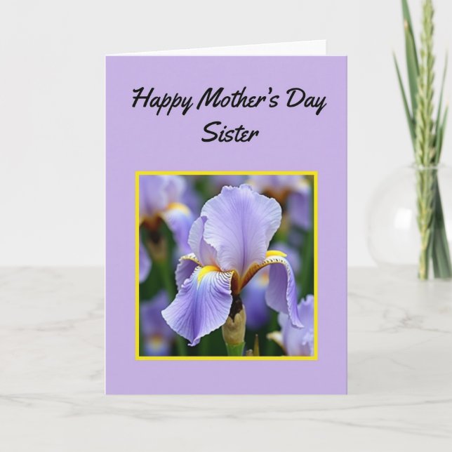 Lilac Iris Mothers Day Sister Card (Front)