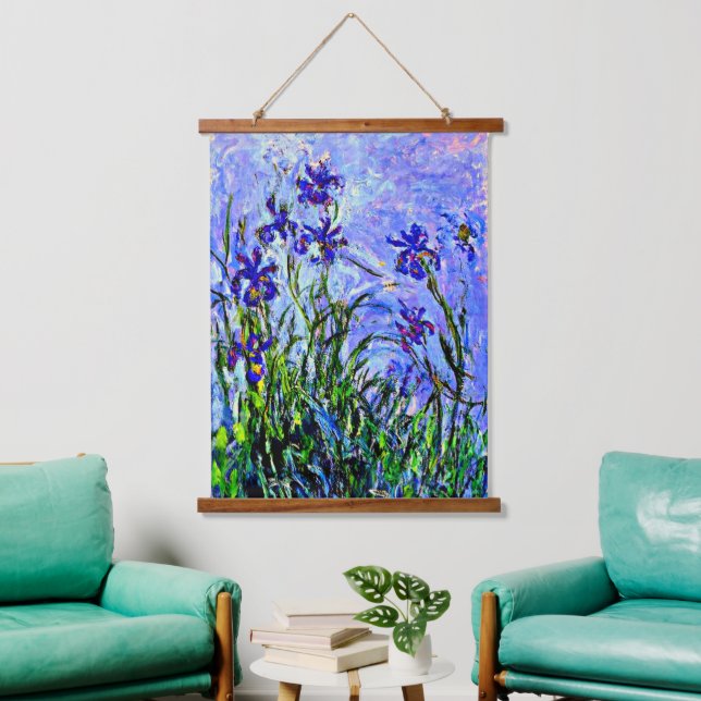 Lilac Irises by Claude Monet Hanging Tapestry (Living Room)