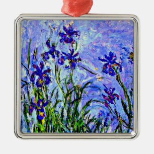Lilac Irises by Claude Monet, Metal Ornament