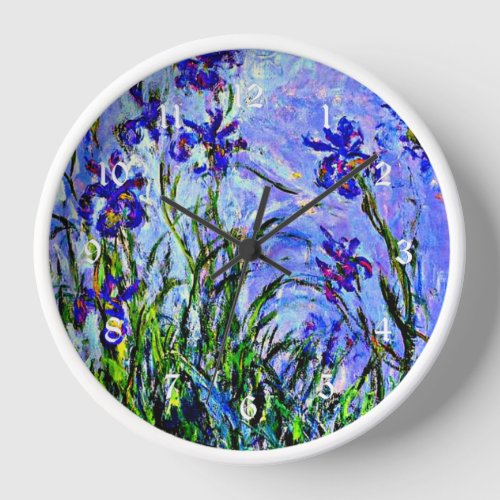 Lilac Irises by Monet Clock