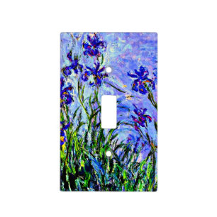 Lilac Irises fine art by Claude Monet, Light Switch Cover