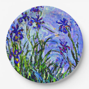 Lilac Irises fine art by Claude Monet  Paper Plates