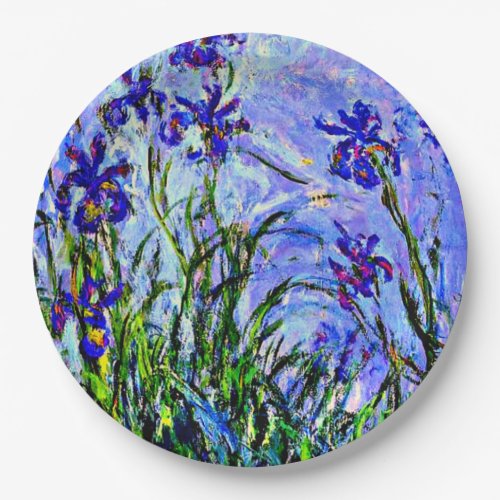 Lilac Irises fine art by Claude Monet  Paper Plates