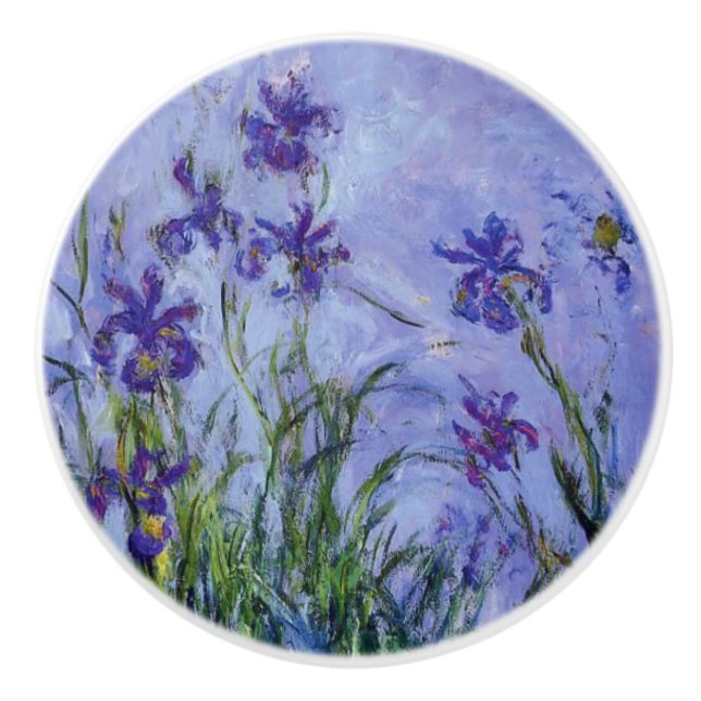 Lilac Irises Monet Fine Art Ceramic Knob (Front)