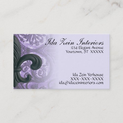 lilac iron fleur de lis Custom Business Cards
