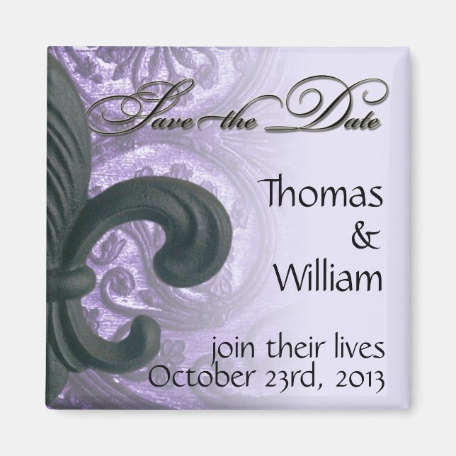 lilac "iron fleur de lis" SAVE THE DATE - Fr Magnet (Front)