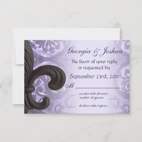lilac "iron fleur de lis" Wedding RSVP