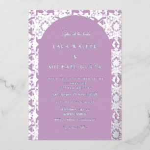 Lilac Italian Geometric Wedding (Solid) Foil Invitation
