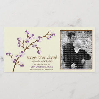 Lilac/Ivory Cherry Blossom Save the Date Photocard